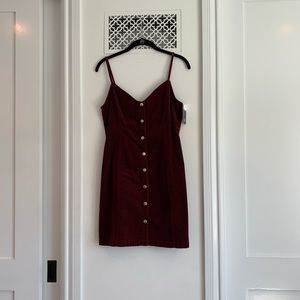 Corduroy Button Front Mini Dress